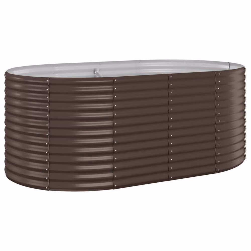 Berkfield Home Garden Raised Bed in Brown Powder-coated Steel, W/D/H: 175 x 100 x 68 cm – 2