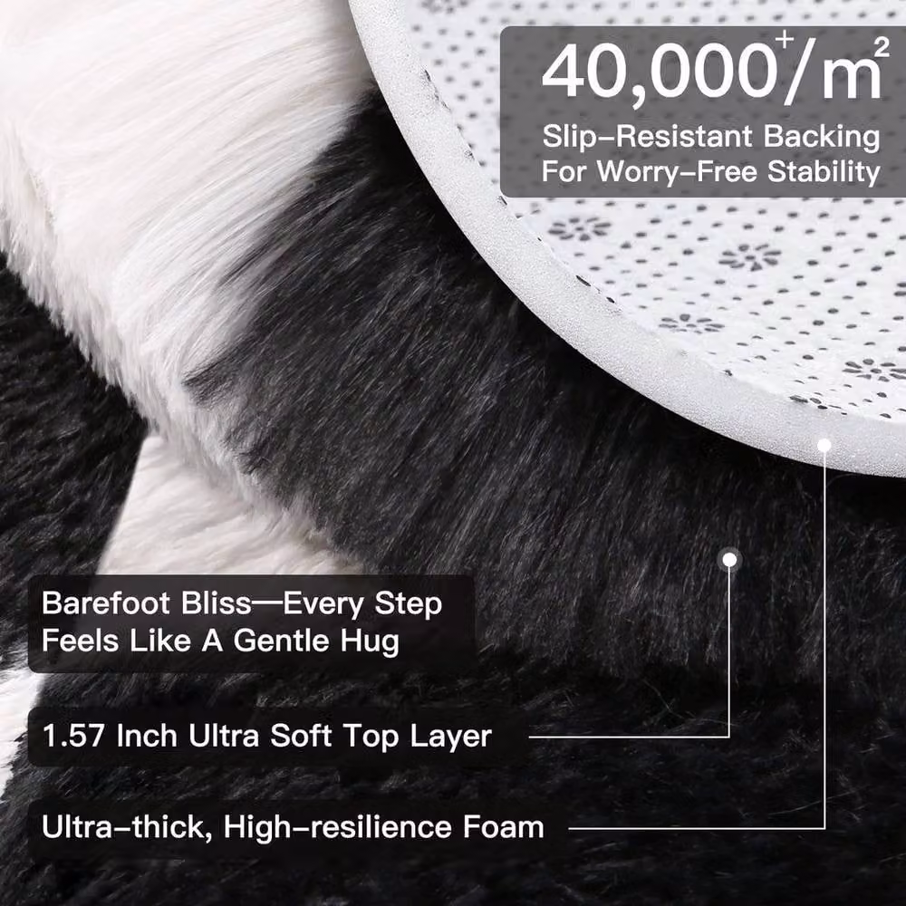 SPETLEK Black and White Checkerboard Fluffy Shaggy Rug for your Living Room – 3