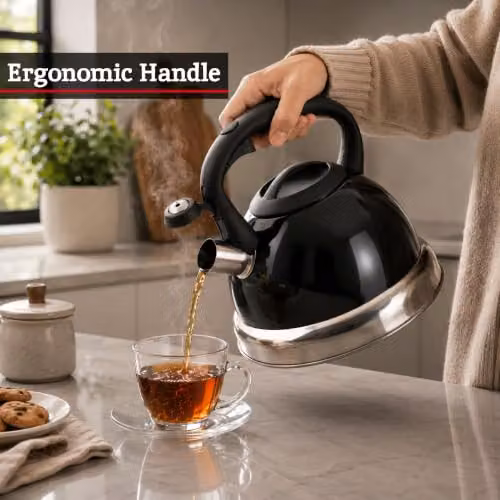 Premier Housewares Black 3 Litre Whistling Kettle – 5