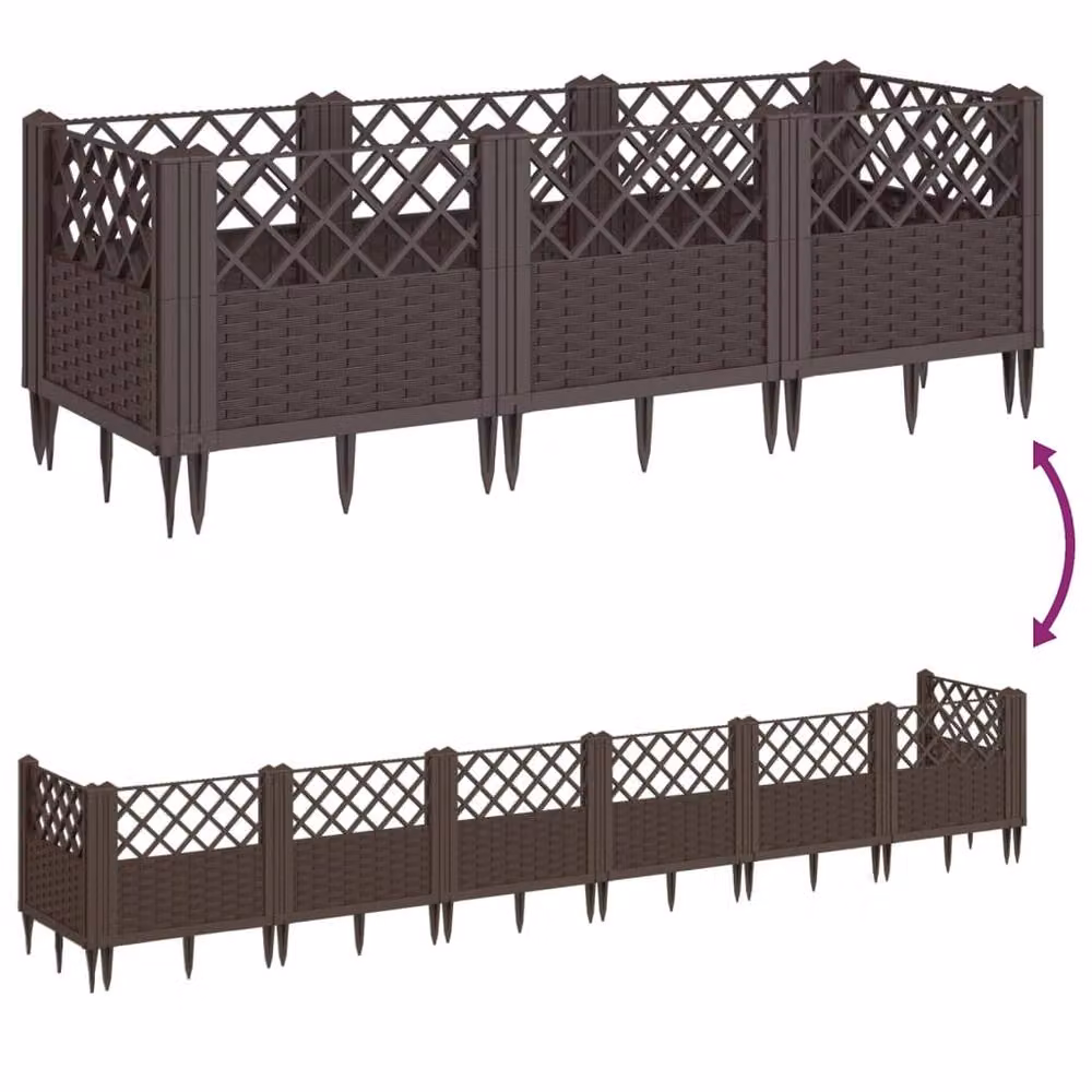 Berkfield Home Beautiful Garden Planter with Pegs, Brown, W: 123.5 cm, D: 43.5 cm, H: 43.5 cm – 4