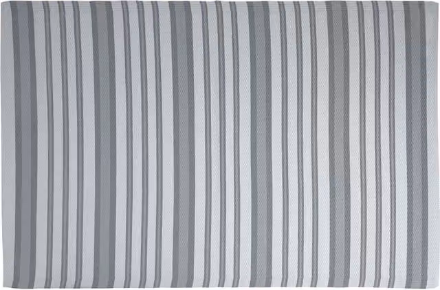 idooka Striped Outdoor Camping Rug Mat in Grey and White, 120 x 120 cm