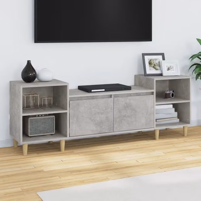 Berkfield Home Modern TV Cabinet in Concrete Grey, W/D/H: 160 x 35 x 55 cm