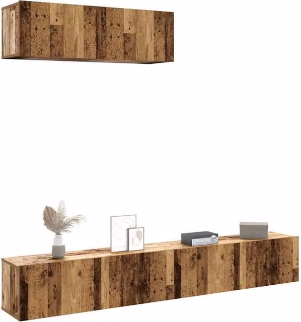 Berkfield Home 3-Piece Wall Mounted TV Cabinets in Brown Old Wood, W/D/H: 100 x 30 x 30 cm – 1