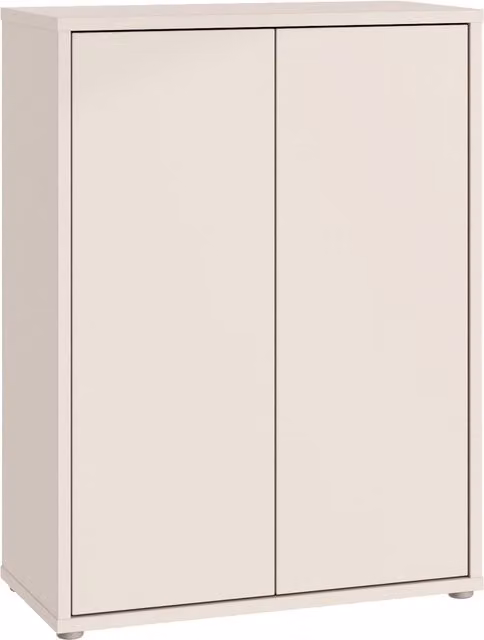 Furniture To Go Alice Springs Modern Shoe Cabinet with 2 Push-Open Doors in Butter Yellow and Sand