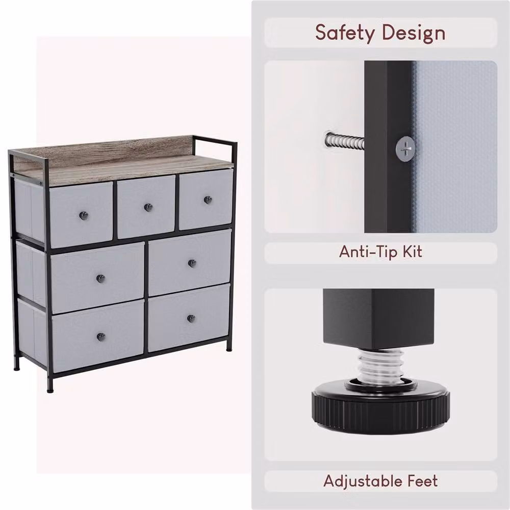 Kelvenix Modern Beige and Grey Wood and Metal Chest of Drawers for Bedroom or Living Room – 3
