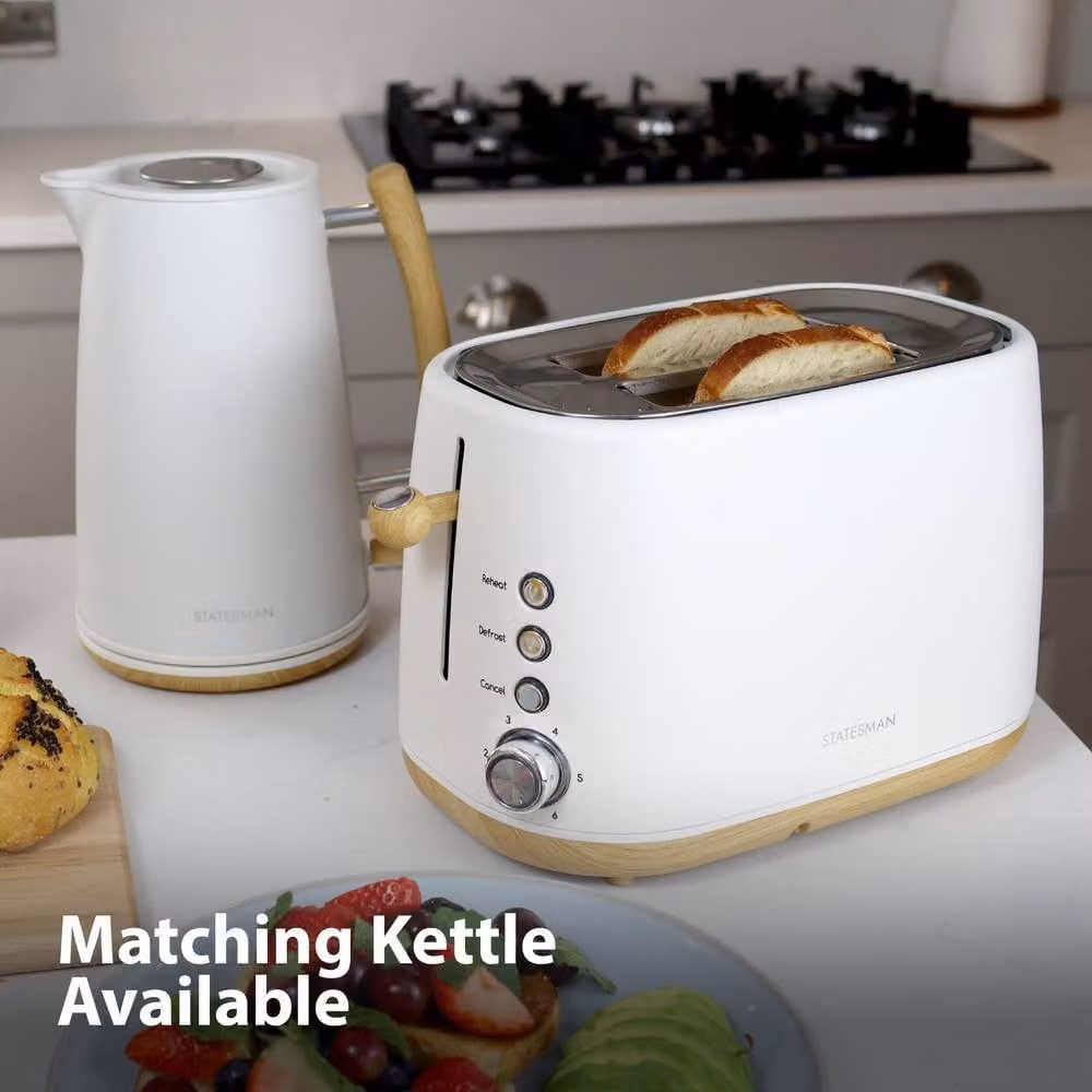 Statesman 2 Slice Scandi Toaster in Beige and White – 5