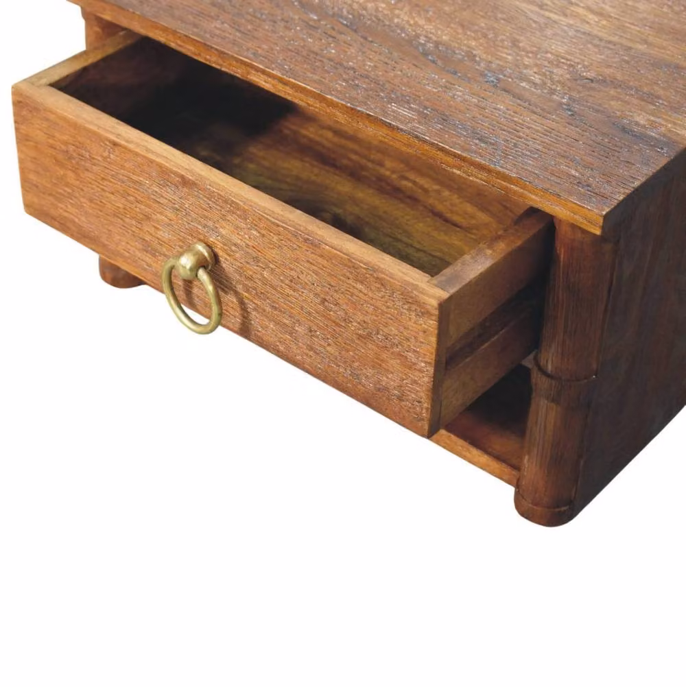 STILVORA Modern Wall-Mounted Oak Wood Nightstand in Brown – 4