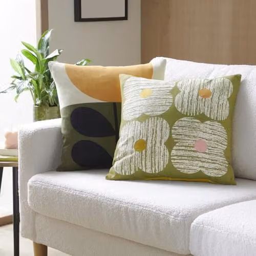 Orla Kiely Textured Flower 100% Cotton Duvet Cover and Pillowcase Set in Lilac and Moss Green – 2