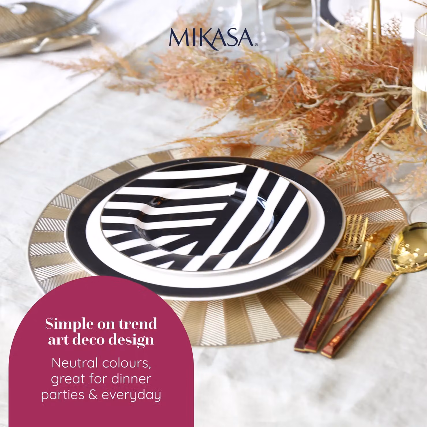Mikasa Luxe Deco Bone China Side Plates, Set of 4, Black and Gold, Diameter: 21 cm – 5