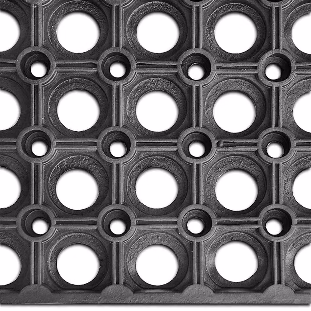VOGREX Large Industrial Round Rubber Door Mat, Non-Slip and Weatherproof, Black, Diameter: 100 cm – 4