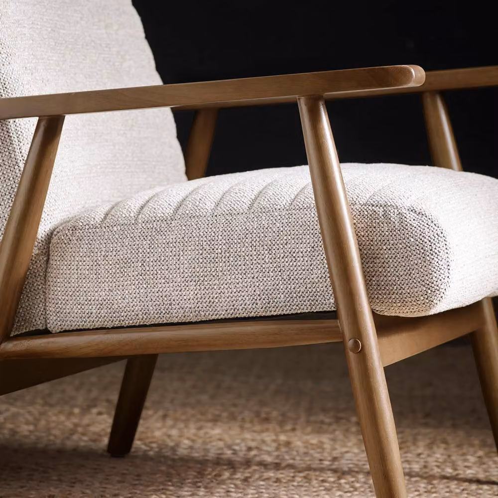 Cheshire Ivy Sand Chenille Tweed Upholstered Armchair in Beige – 2