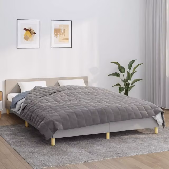 Berkfield Home Grey Weighted Blanket, W: 220 cm, D: 240 cm, 13 kg