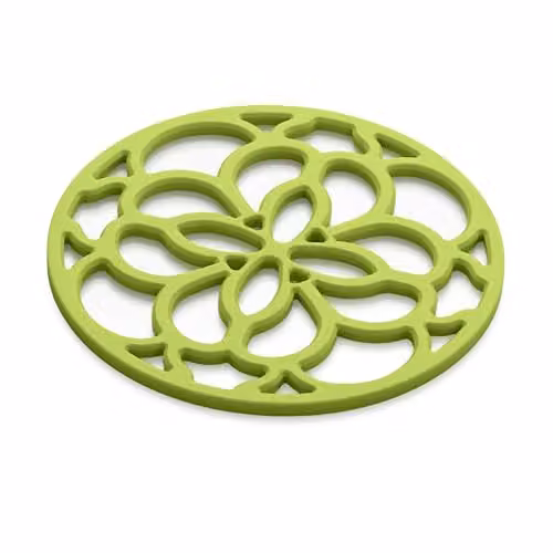Zeal Silicone Round Geometric Trivet Mat in Green, Diameter: 18 cm – 1