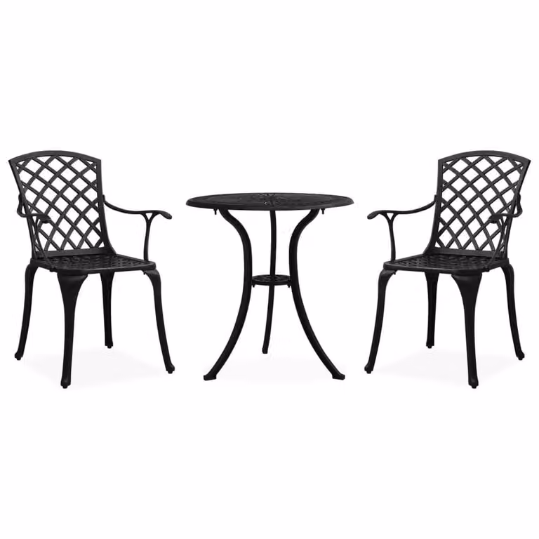 Berkfield Home 3 Piece Cast Aluminium Bistro Set in Black