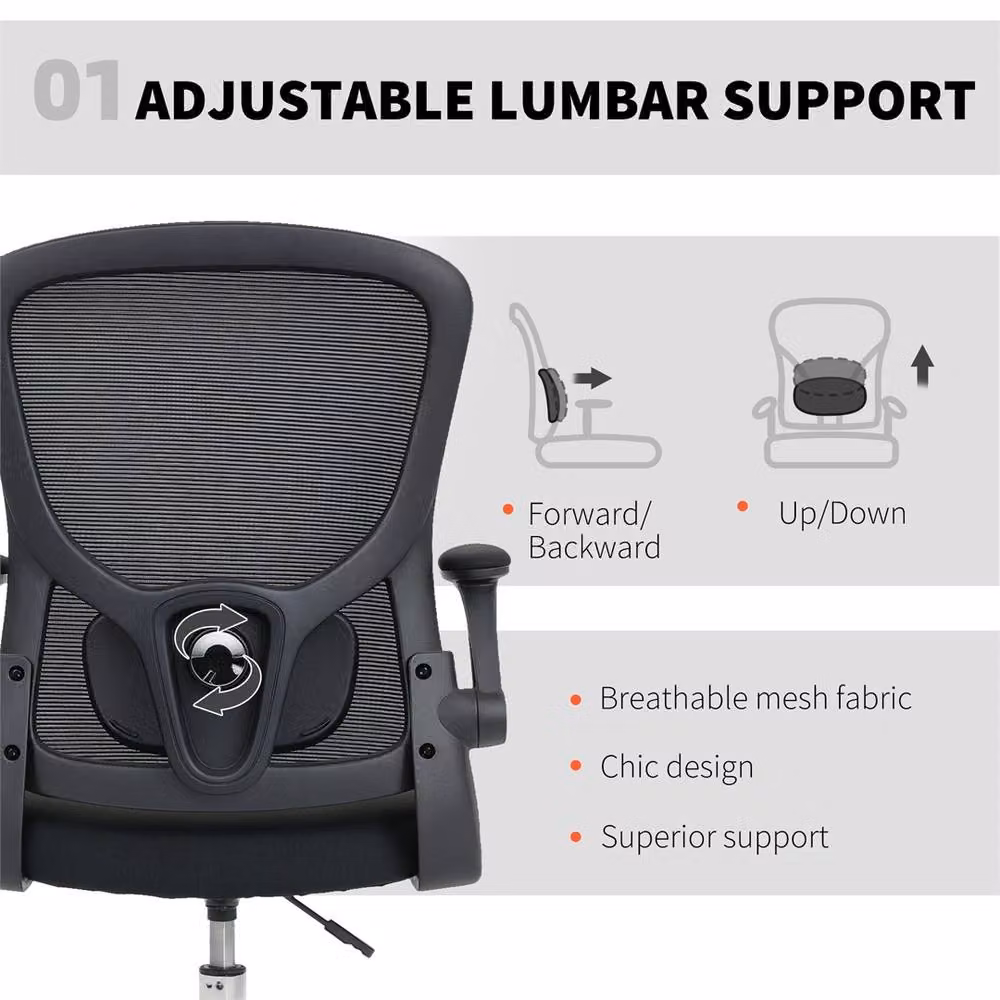 EONLION Black Drafting Chair with 4D Lumbar Support and Foot Ring, Height: 100 cm – 3