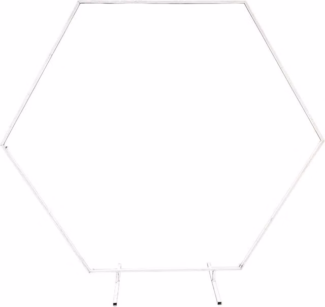 Neel Blue Hexagon Arch Metal Backdrop Stand in White for Party and Garden Decorations
