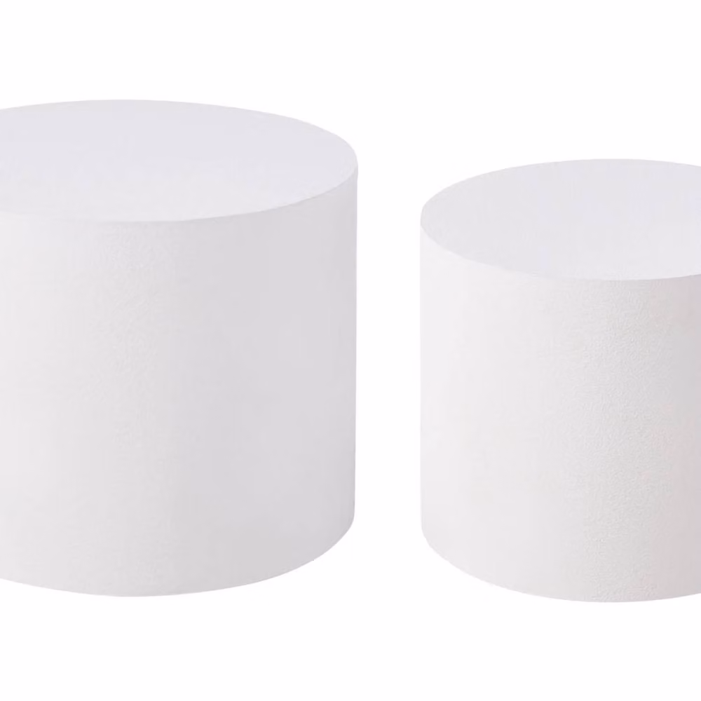 Wyld and Coco Set of 2 Round Nesting Coffee Tables with White Matt MDF Tops – 2