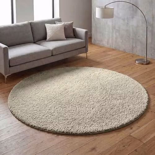 Desire Rugs Ainsley Modern Plain Round Shaggy Area Rug in Green, Diameter: 120 cm – 4