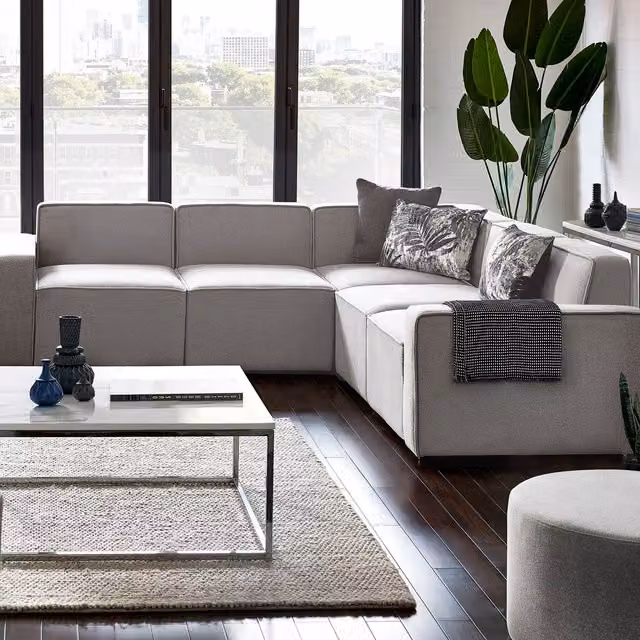 Julian Bowen Lago Reversible L-Shape Combi Sofa Set in Grey Fabric, Width: 256 cm