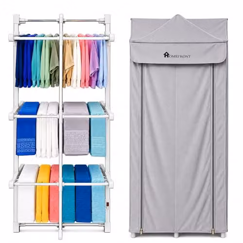 Homefront EcoDry Electric 3-Tier Heated Clothes Airer in Silver, Metal Folding Indoor Laundry Rack, 330W, W/D/H: 78 x 72 x 72 cm – 1