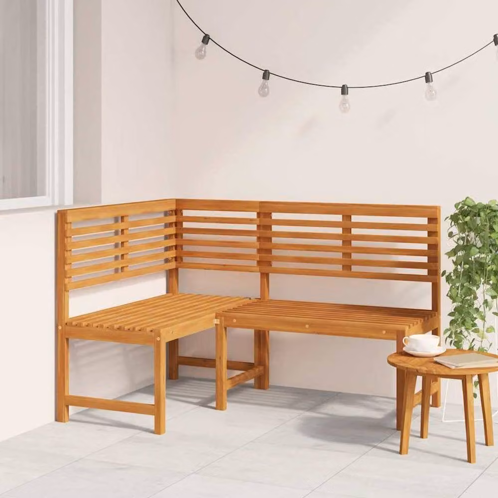 Berkfield Home Rustic Brown Solid Acacia Wood Garden Corner Bench, Width: 140 cm – 2