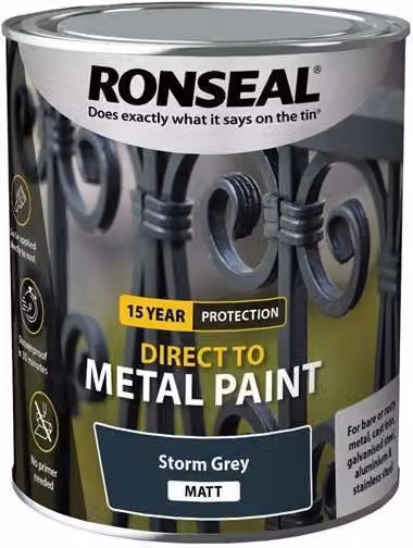 Ronseal Direct to Metal Water Based Paint in Grey Matt, 0.75 l – 2