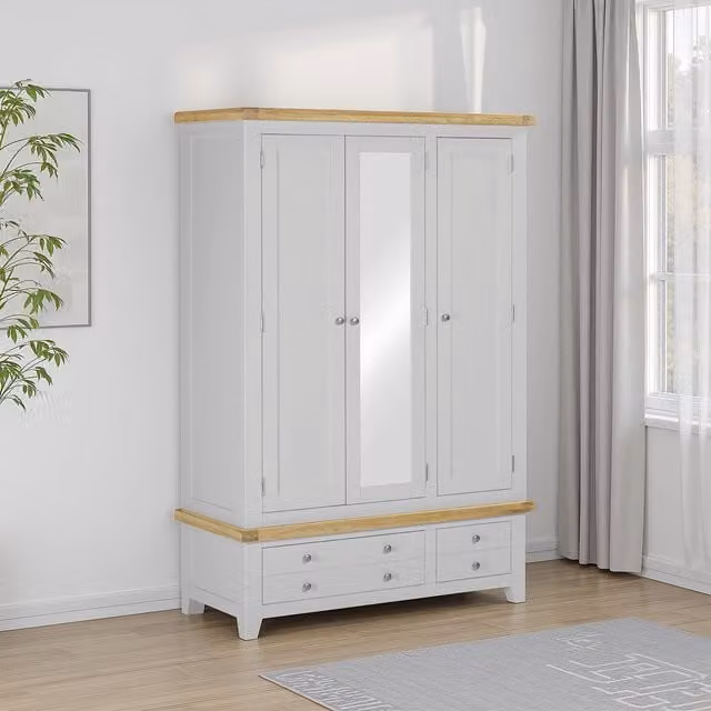 Seconique Classic Grey Bedroom Wardrobe with Hinged Doors and Mirror