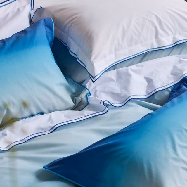 Designers Guild Astor Cobalt Blue Cotton Percale Flat Sheet