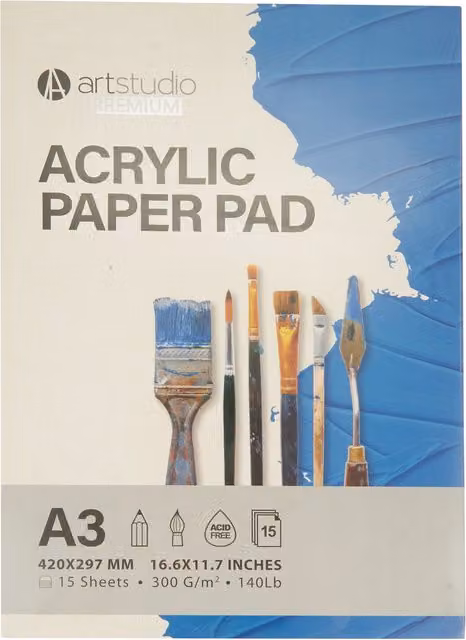 Art Studio White Acrylic Paper Pad, A3