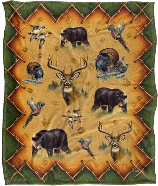 JQ Licensing Tribal Lodge Hunting Animals Super Soft Fleece Throw Blanket, Multicolour, W/D/H: 152 x 127 cm – 5
