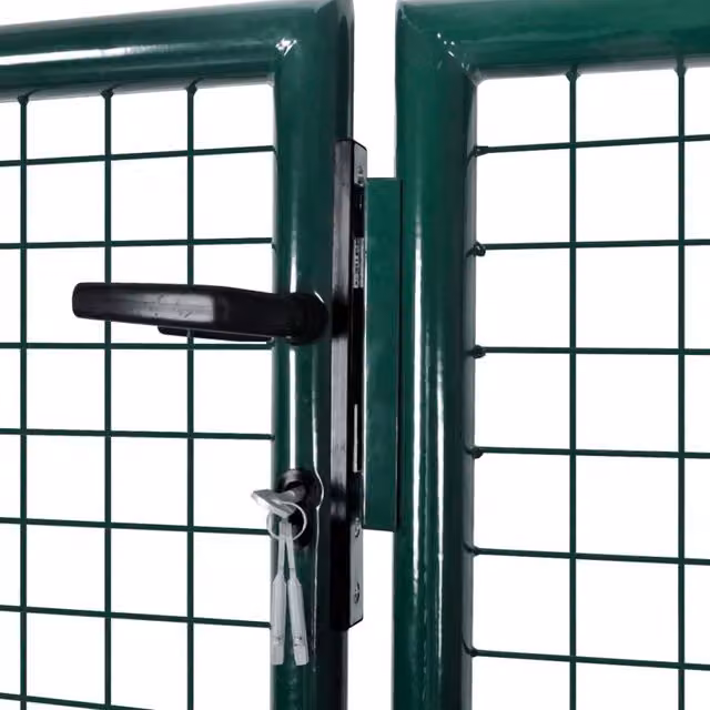 Berkfield Home Durable Green Galvanised Steel Swing Fence Gate W: 306 cm, H: 175 cm