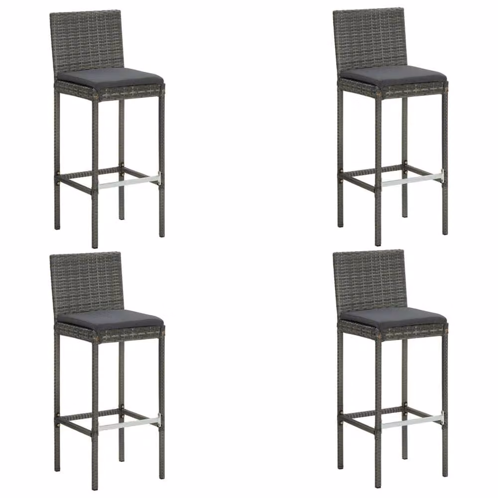 Berkfield Home 5 Piece Grey Poly Rattan Garden Bar Set with Cushions – 2