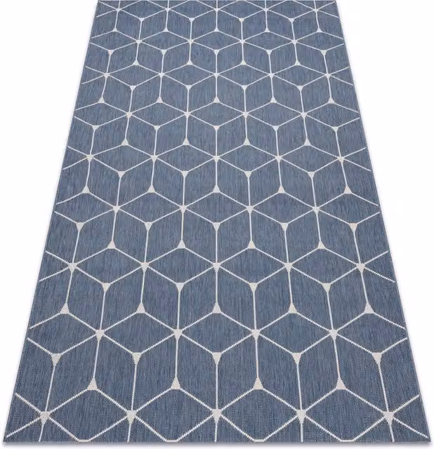 RugsX Blue Flat Weave Polypropylene Rectangular Rug, W: 200 cm, L: 290 cm – 1