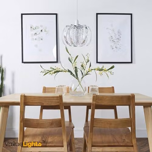 MiniSun Acurva Ceiling Pendant Light with Chrome Finish and Transparent Acrylic Droplets – 2