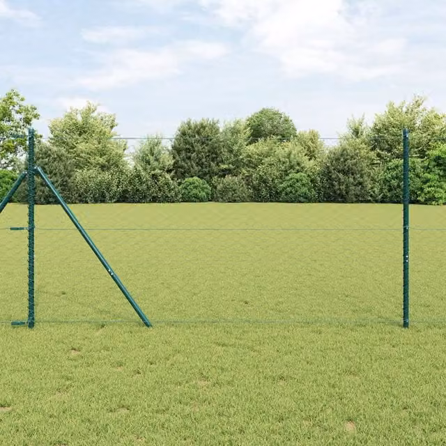 Berkfield Home Green Powder-Coated Steel Hexagon Fence, H: 120 cm x W: 10 m – 1
