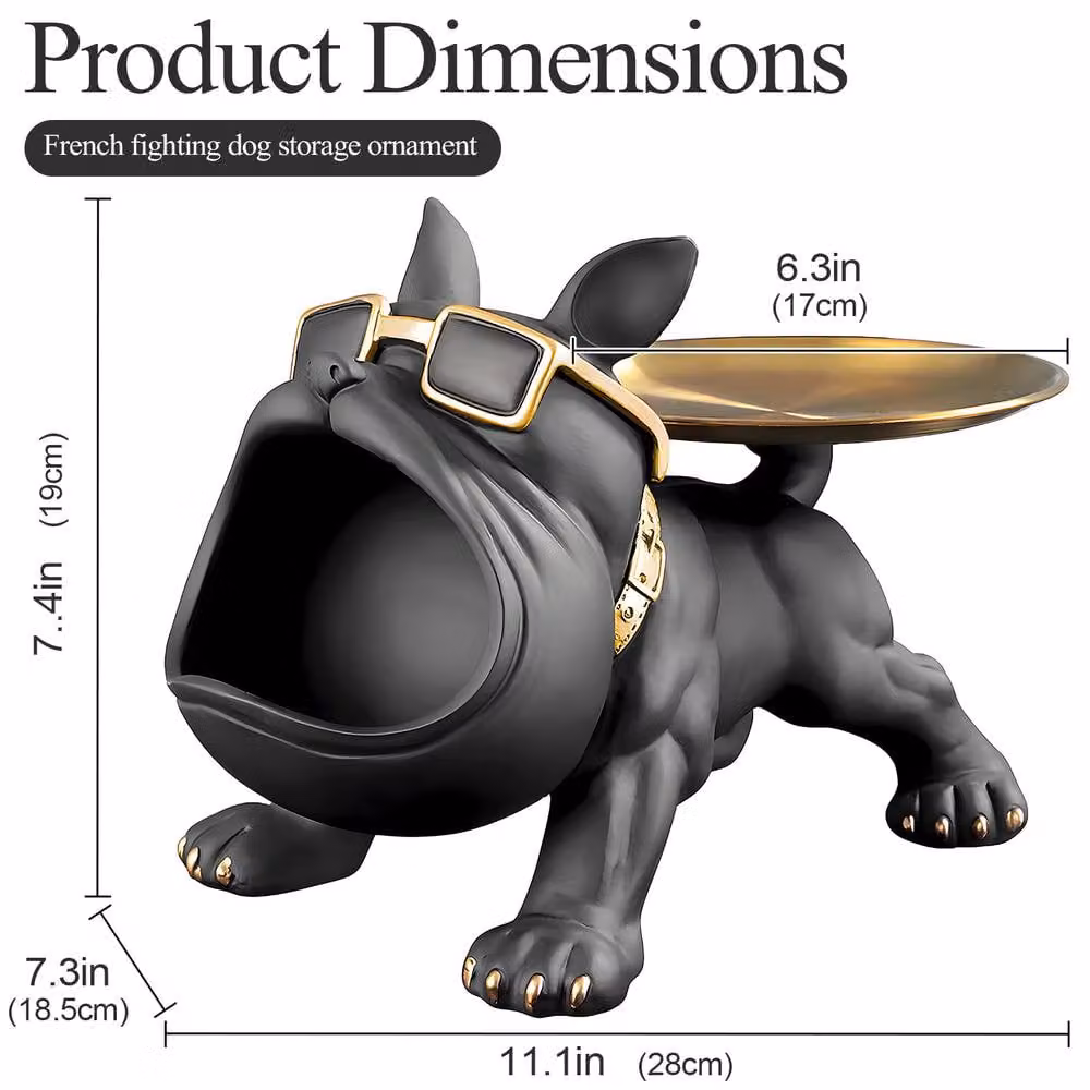 Huhote Black Resin French Bulldog Statue Sculpture for Home or Office Decor – 7