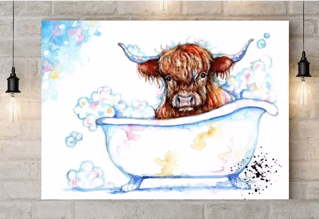 BebesArts Bathtime! Canvas Wall Art, Multicolour, W: 60.96 cm, H: 81.28 cm