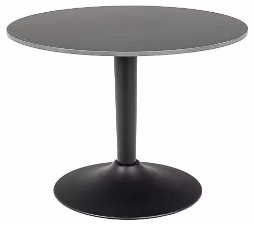AC Design Furniture Modern Round Ceramic and Metal Side Table, Black, H: 45 cm, W: 60 cm, D: 60 cm
