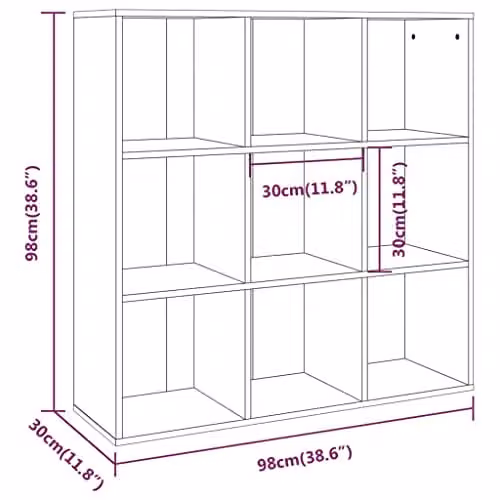 vidaXL Sonoma Bookcase in Grey, W/D/H: 98 x 30 x 98 cm – 2