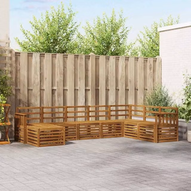 Berkfield Home 8-Piece Outdoor Sofa Set in Brown Solid Acacia Wood – 1