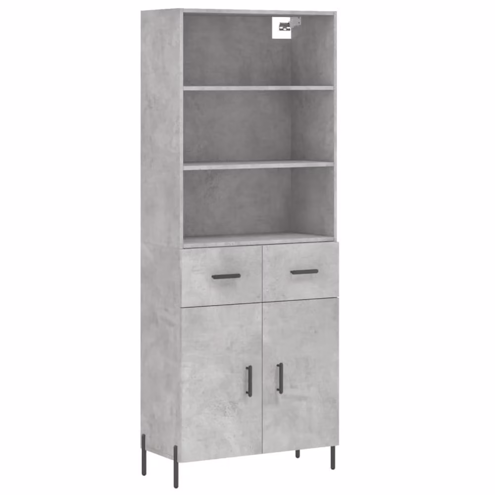 Berkfield Home Modern Highboard in Concrete Grey, W/D/H: 69.5 x 34 x 180 cm – 3