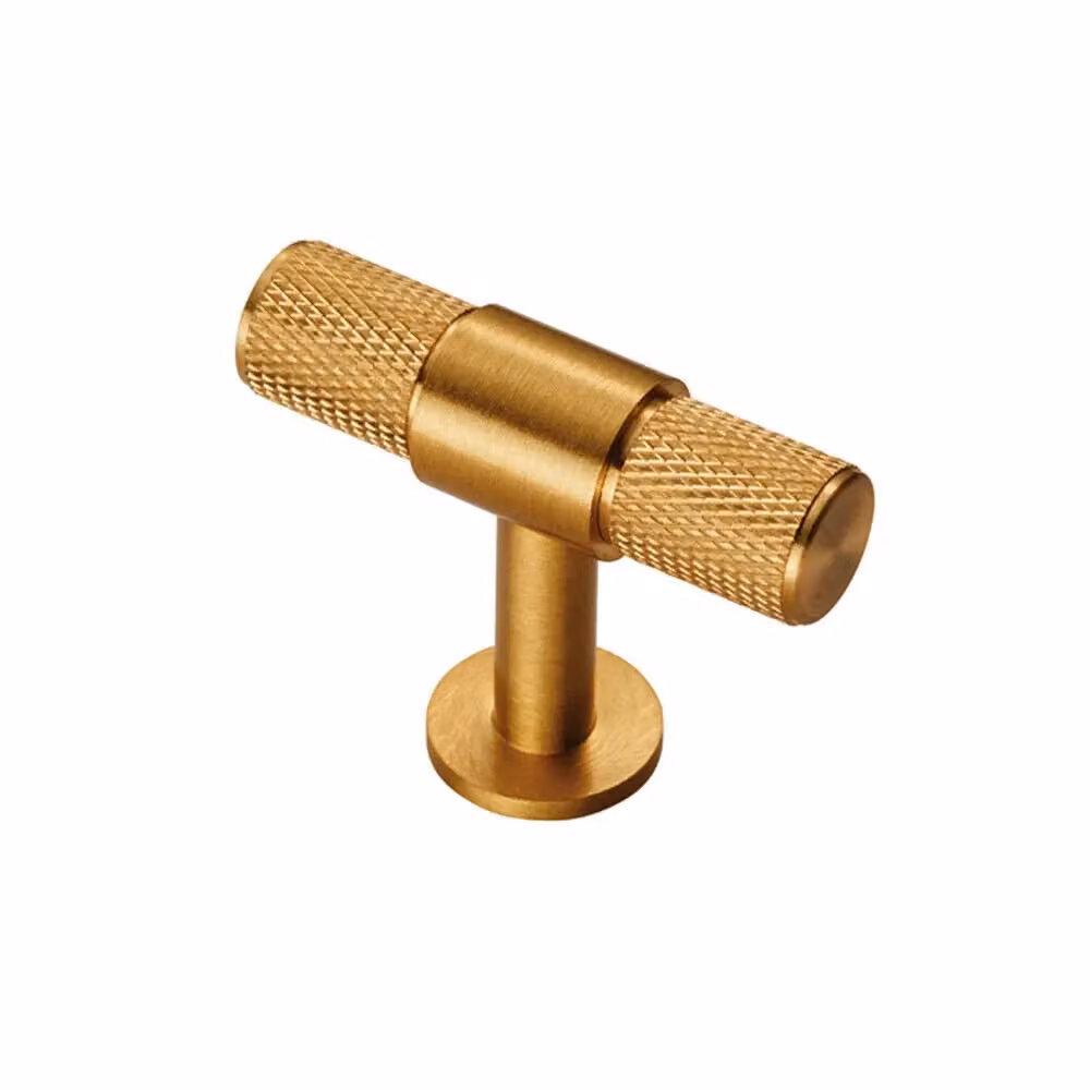 Loops Knurled T Shape Cupboard Pull Handle, Satin Brass, 50 x 13 mm – 2