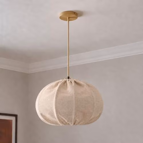 CGC Lighting Serafina Oval Linen Fabric Lampshade in Beige, Width: 45 cm