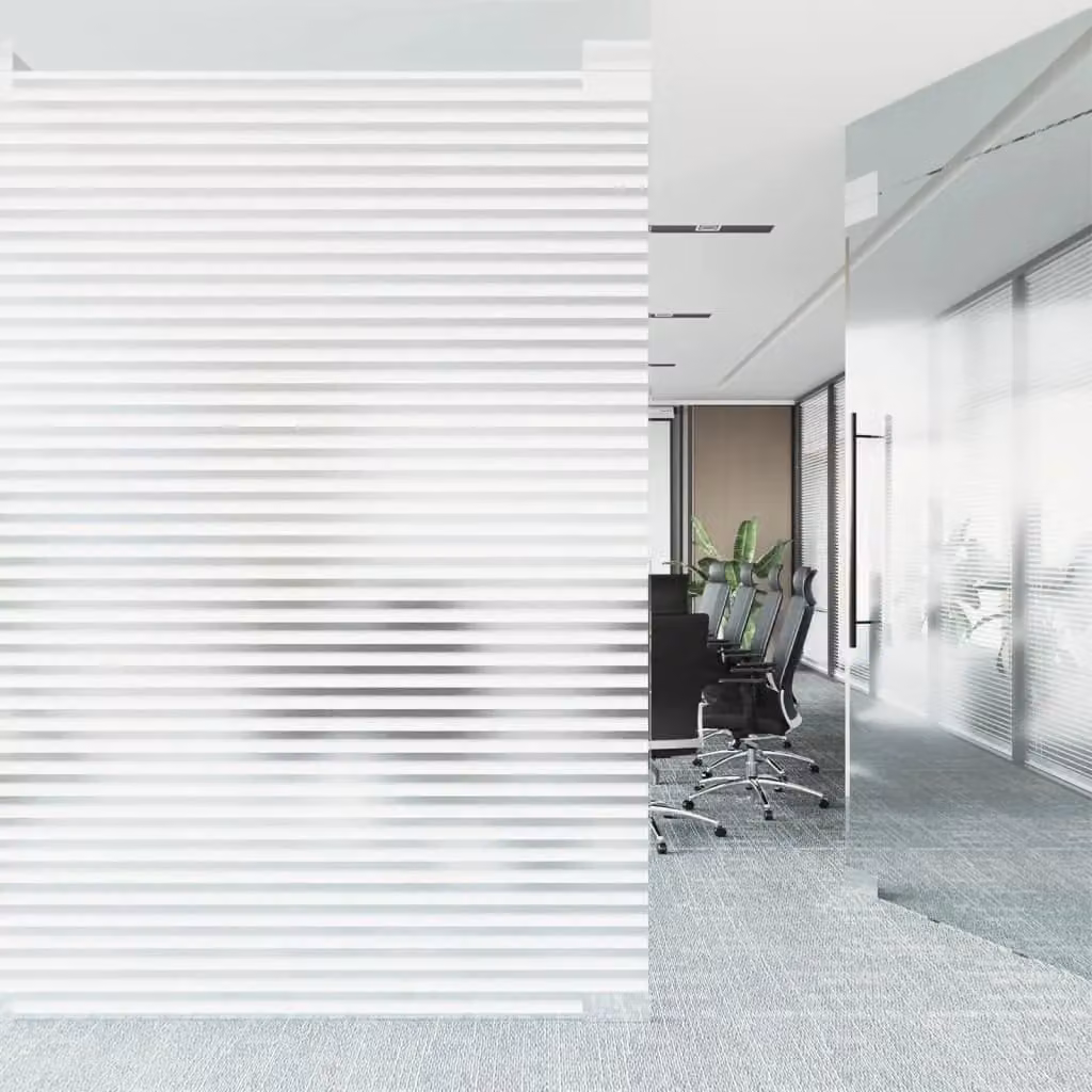 Berkfield Home Black Striped Frosted Window Film, 2 Pack PVC Adhesive Blinds Pattern