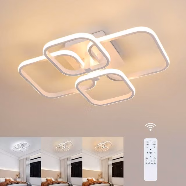 Pheashine White Modern LED Ceiling Light, 48W, Dimmable with Remote Control, Diameter: 56 cm – 1
