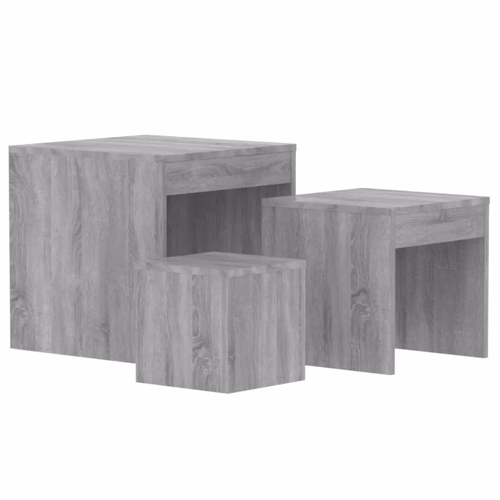 Berkfield Home Nesting Tables, 3 Piece Set in Grey Sonoma Engineered Wood – 2