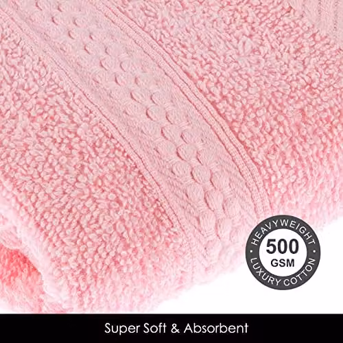 Homescapes Pink Turkish Cotton Bath Towel, 500 GSM, Fluffy and Quick-Drying – 2