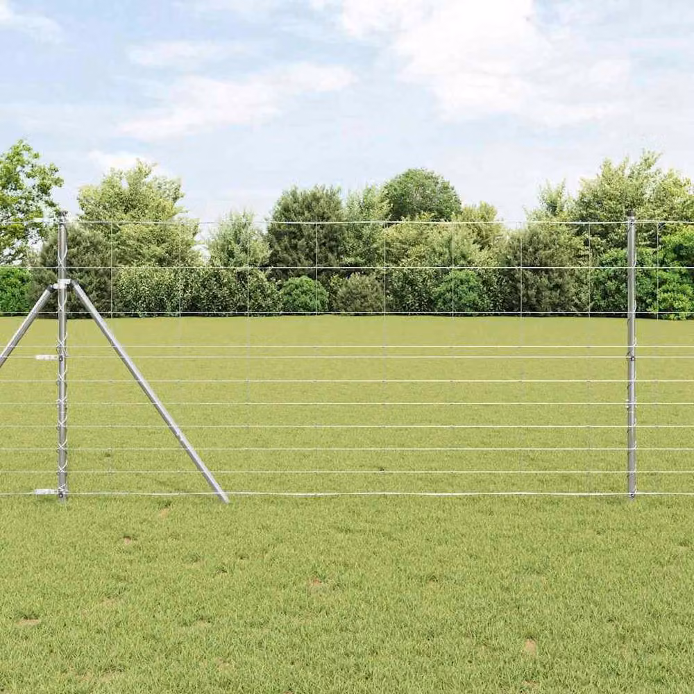 Berkfield Home Modern Field Fence, Galvanised Steel, Silver, H: 120 cm x L: 50 m – 2