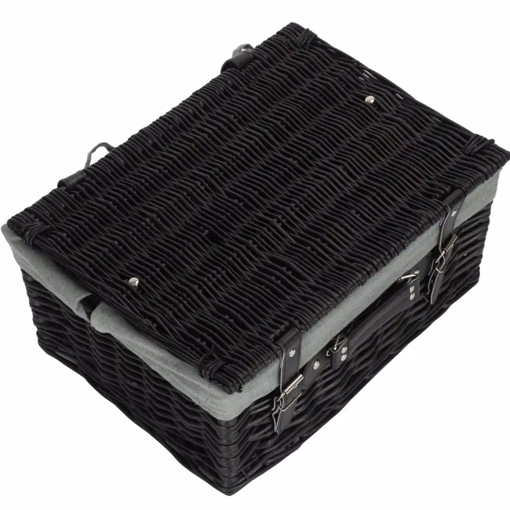 Red Hamper Black Willow Picnic Basket with Grey Lining – 3