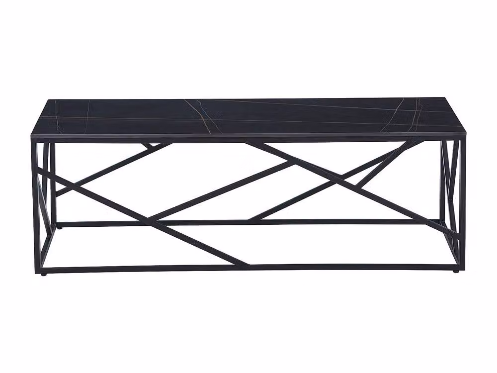 Vente-unique MELRONE Ceramic and Metal Coffee Table in Black Marble Effect, W/D/H: 60 x 40.5 x 50 cm – 2